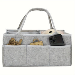 Grey Felt Cloth Mommy Basket Diaper Bag Storage Box