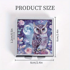 Owl Print Square Pill Box with 4 Compartments Portable Medicine Box