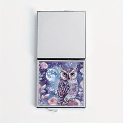 Owl Print Square Pill Box with 4 Compartments Portable Medicine Box