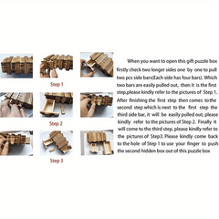 Large 3D Wooden Puzzle Box with Secure Compartment