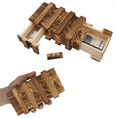 Large 3D Wooden Puzzle Box with Secure Compartment