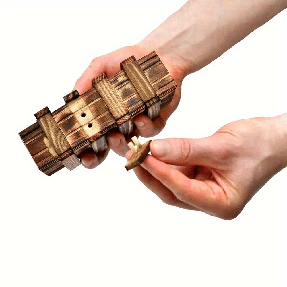 Large 3D Wooden Puzzle Box with Secure Compartment