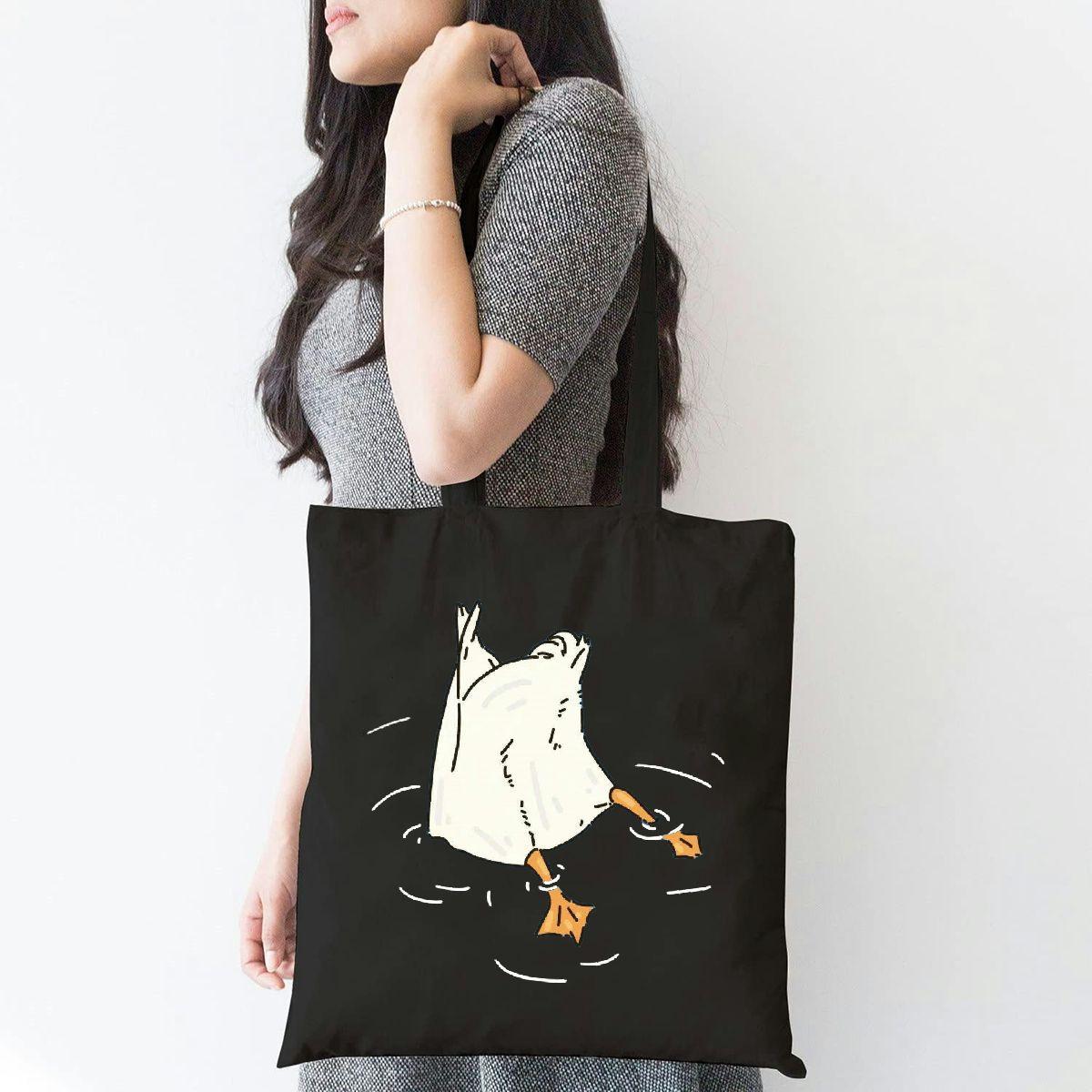 Large Canvas Tote Bag with Minimalist Print for Shopping & Travel