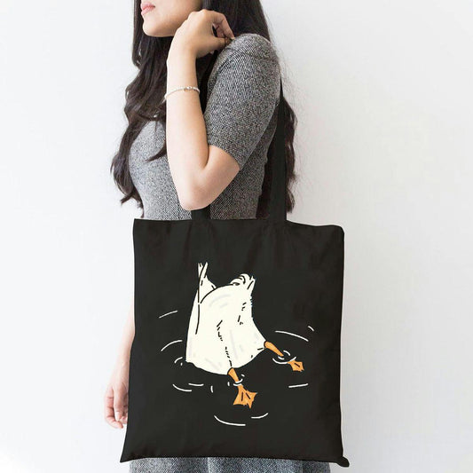 Large Canvas Tote Bag with Minimalist Print for Shopping & Travel