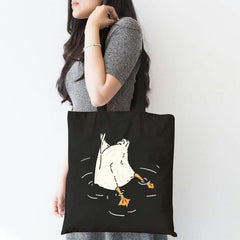Large Canvas Tote Bag with Minimalist Print for Shopping & Travel