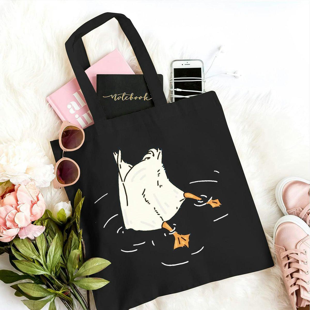 Large Canvas Tote Bag with Minimalist Print for Shopping & Travel