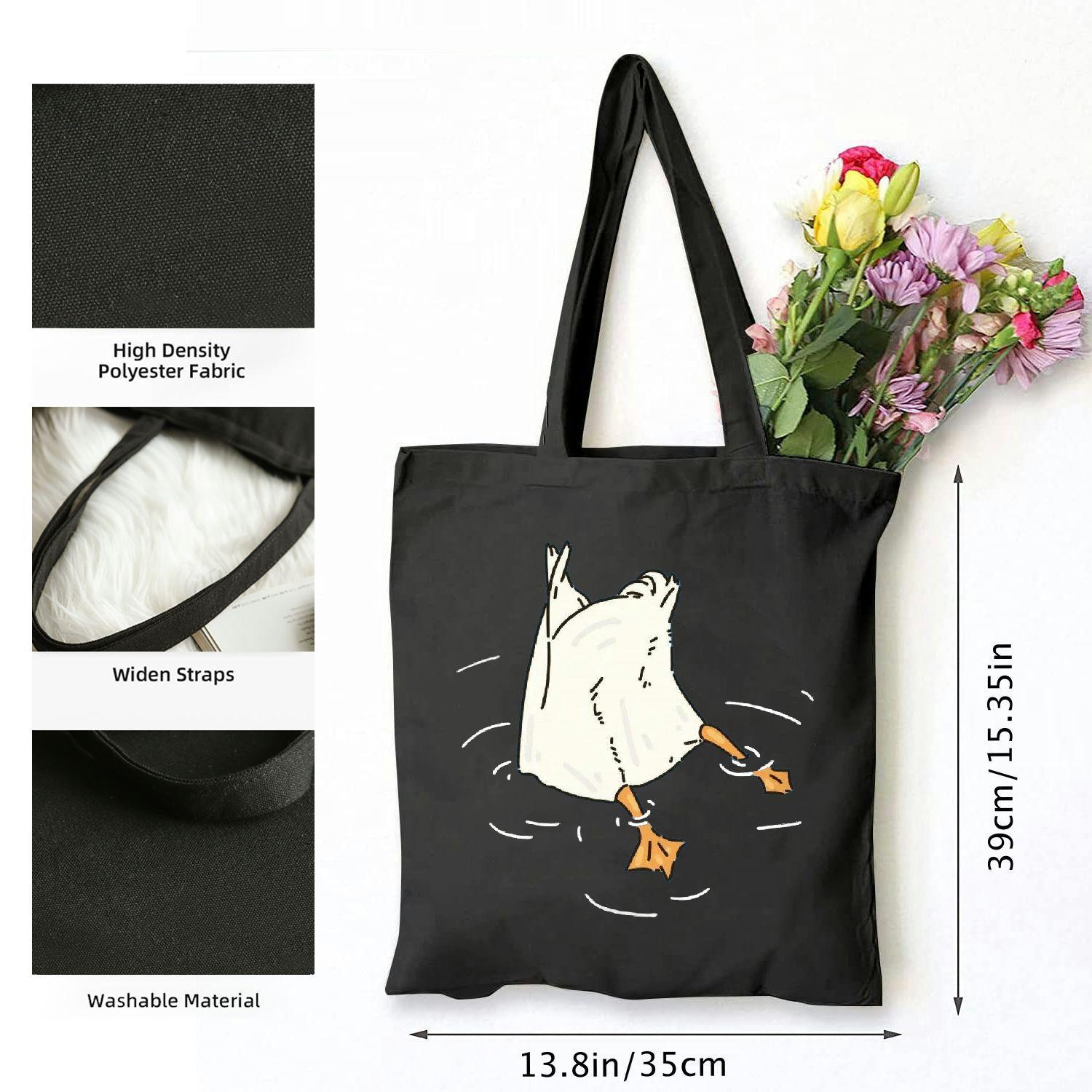 Large Canvas Tote Bag with Minimalist Print for Shopping & Travel