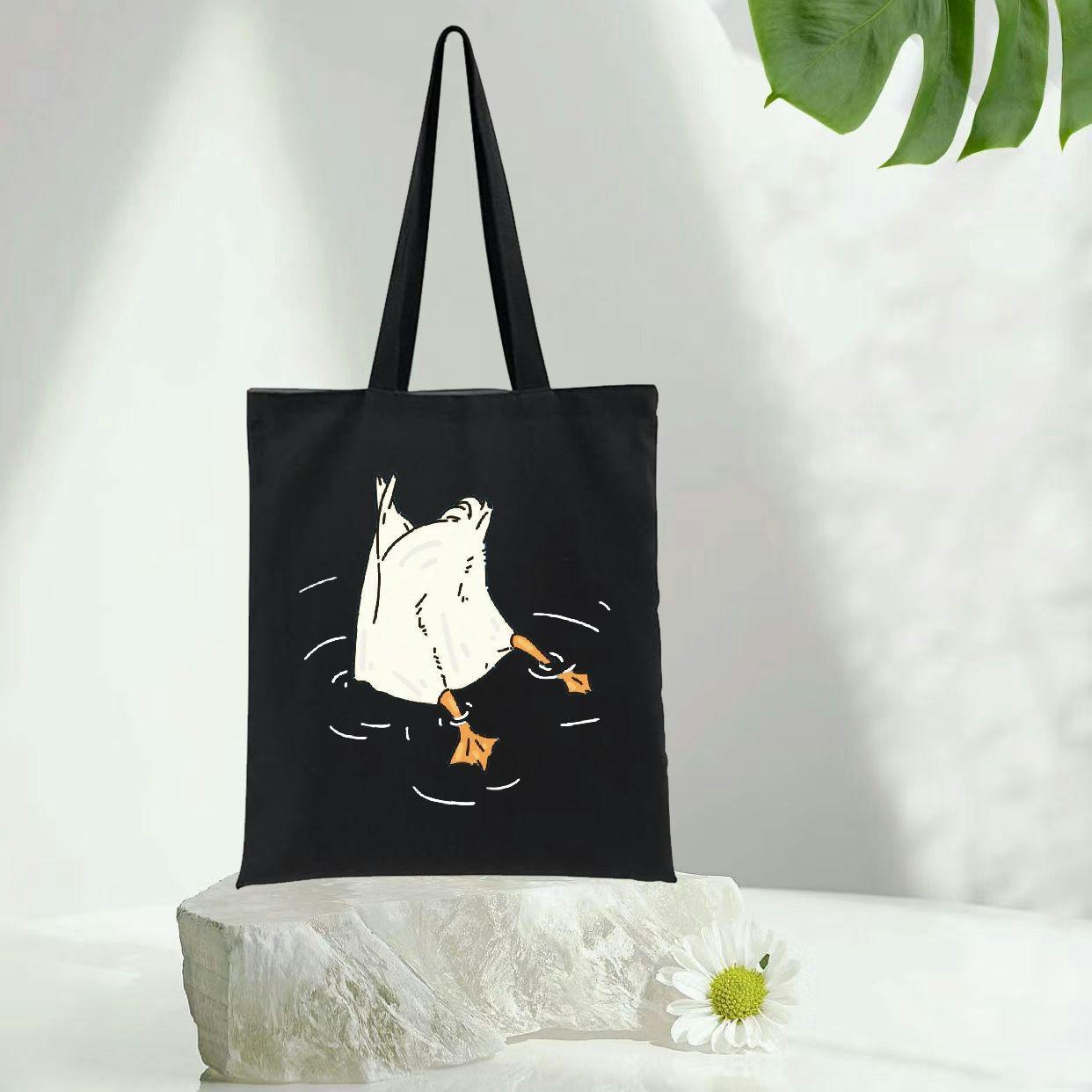 Large Canvas Tote Bag with Minimalist Print for Shopping & Travel