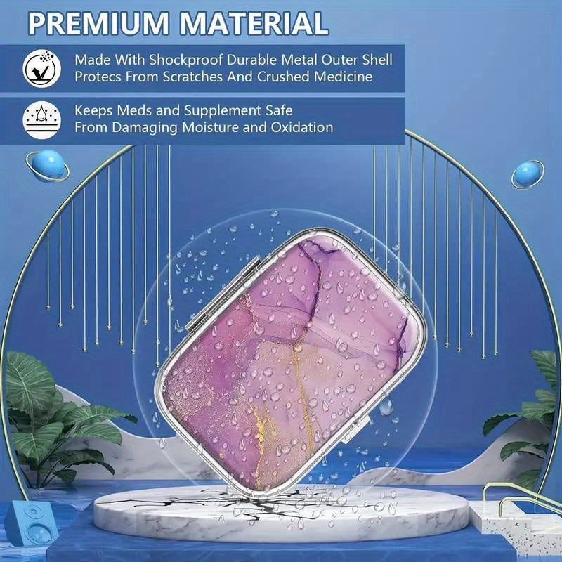 Dragonfly Pill Box 2 Compartment Colored Glass Metal Portable Medicine Case