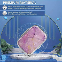 Dragonfly Pill Box 2 Compartment Colored Glass Metal Portable Medicine Case