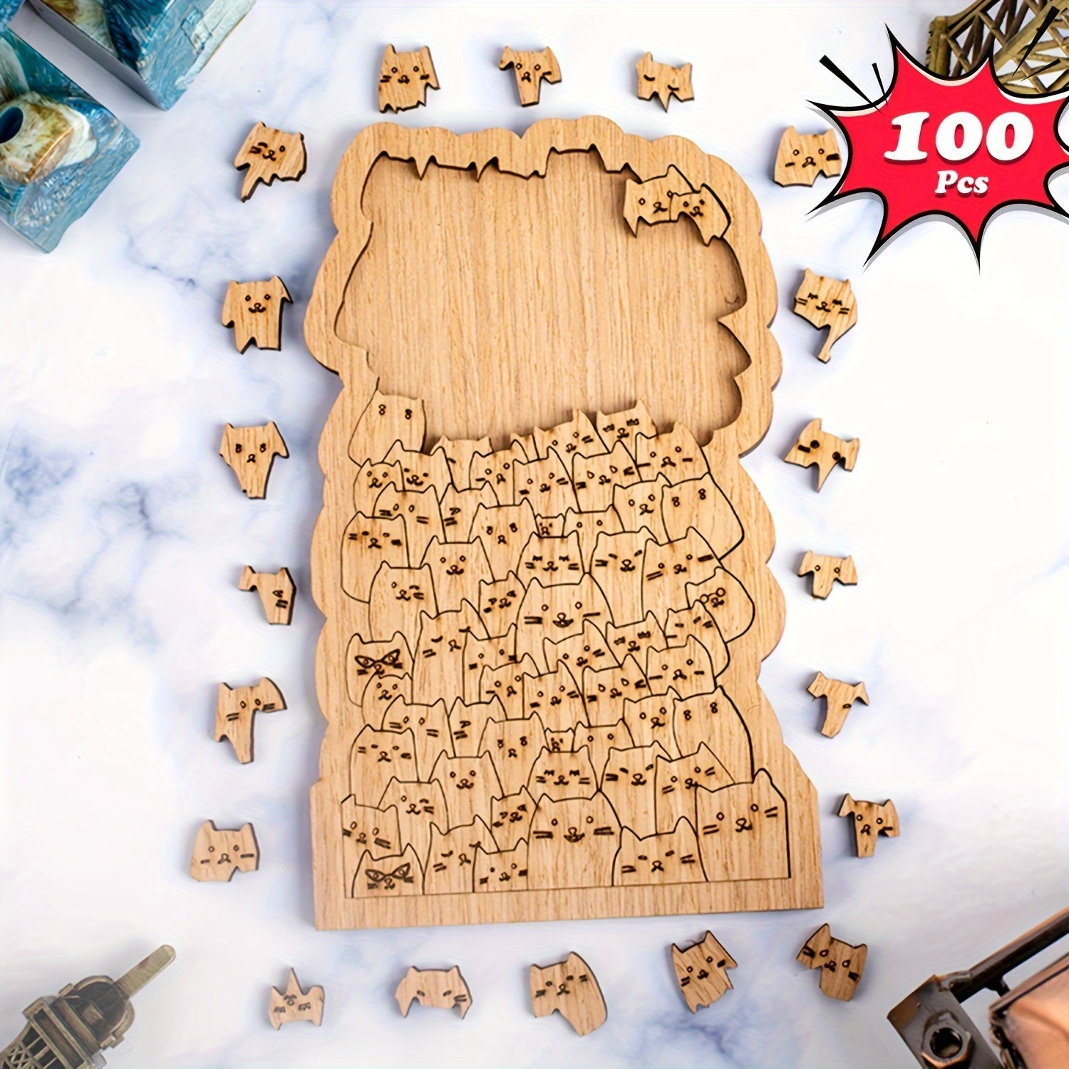 Wooden Puzzle Collection: 100 Cats, 101 Flowers, 91 Dopamine Boosters