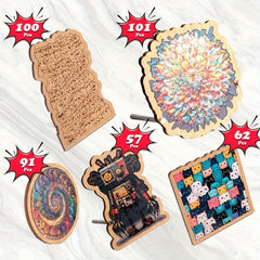 Wooden Puzzle Collection: 100 Cats, 101 Flowers, 91 Dopamine Boosters