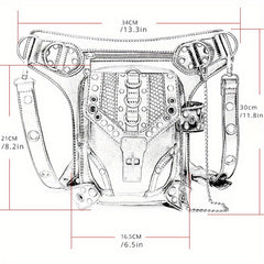 Steampunk Waist Bag Gothic Fringed Crossbody with Chain