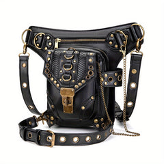 Steampunk Waist Bag Gothic Fringed Crossbody with Chain