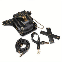 Steampunk Waist Bag Gothic Fringed Crossbody with Chain
