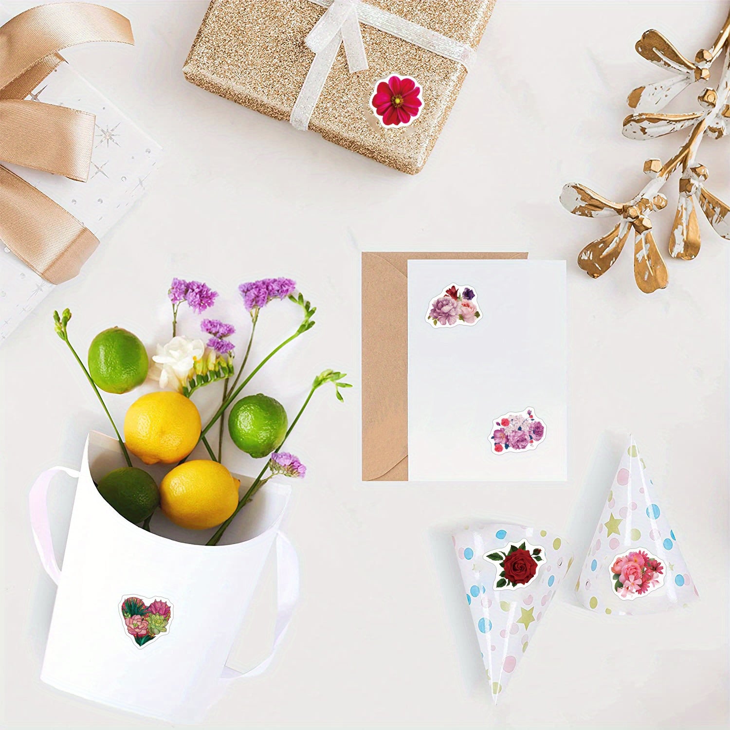 500pcs Flower Rose Stickers for Water Bottle Skateboard Laptop Phone