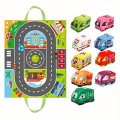 Fabric Toy Set: Cars & Animals, Play Mat & Bag, Rattles & Crinkly Paper