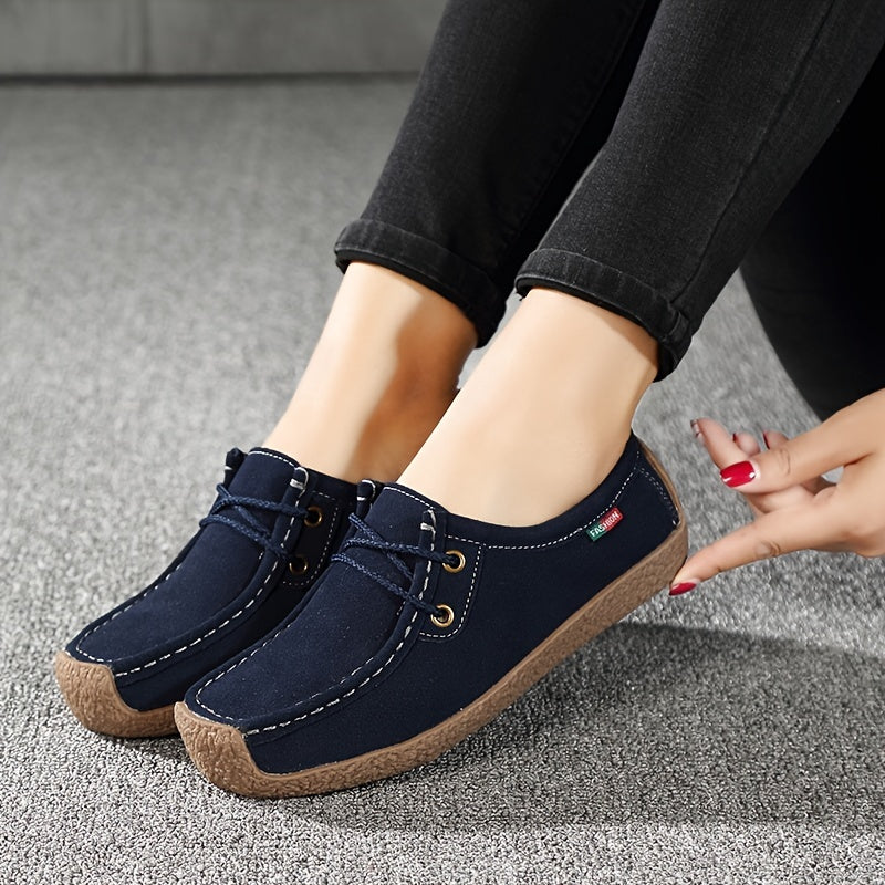 Women's Lace up Flat Loafers Soft Slip On Shoes