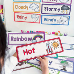 Weather Flashcards Educational 16pcs English Words Learning Kids Toy