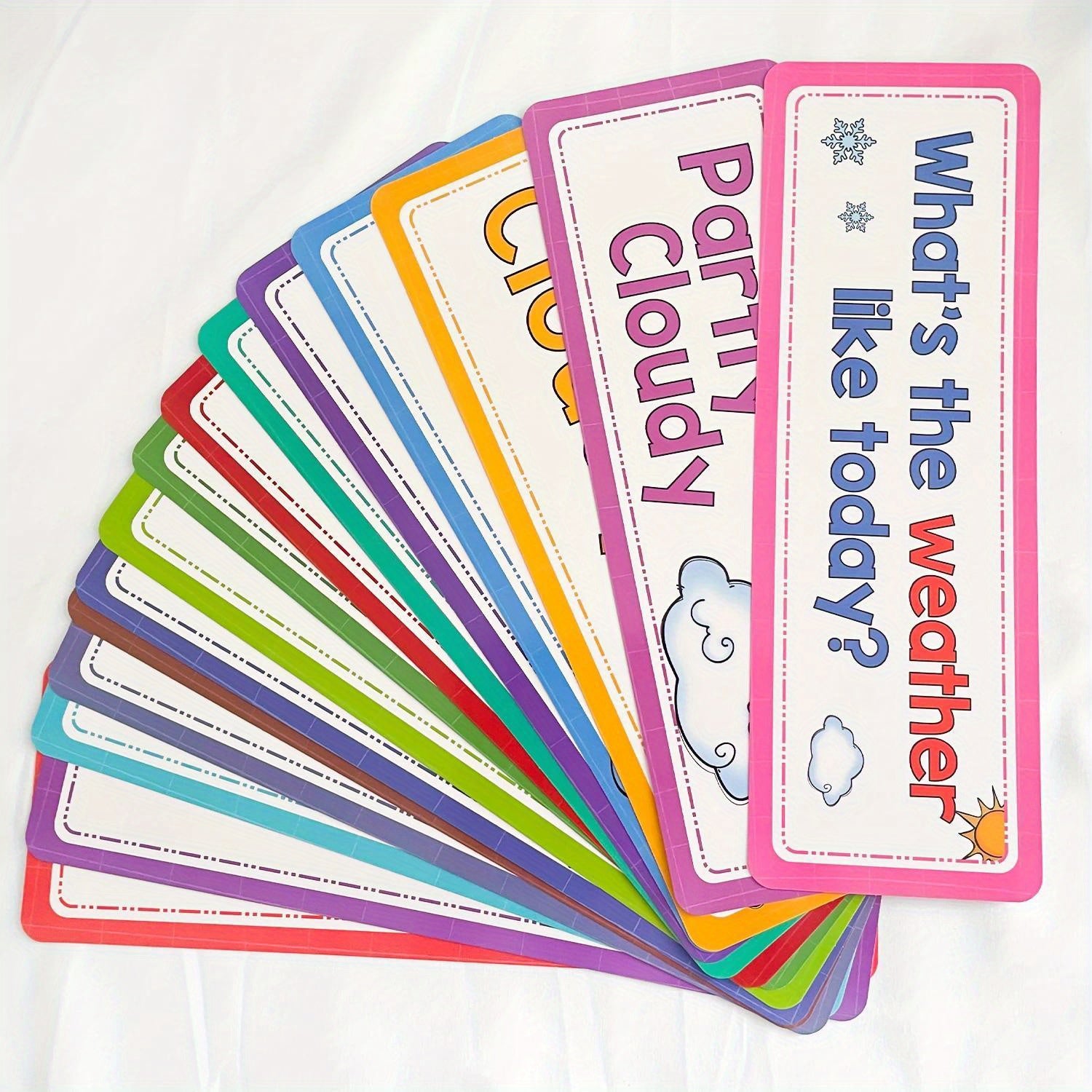 Weather Flashcards Educational 16pcs English Words Learning Kids Toy