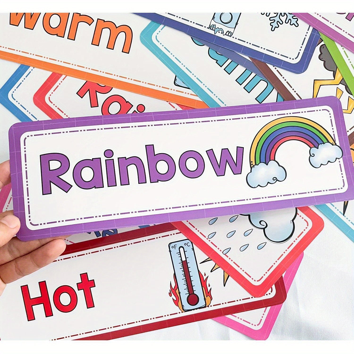 Weather Flashcards Educational 16pcs English Words Learning Kids Toy