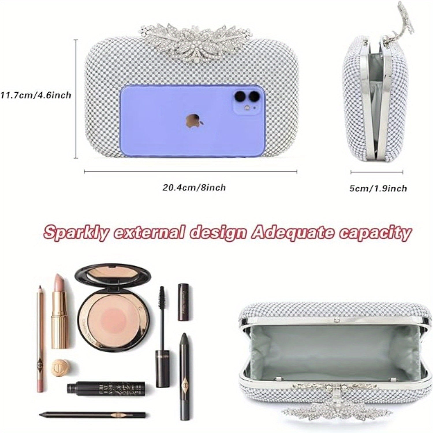 Rhinestone Evening Clutch Crossbody Bag
