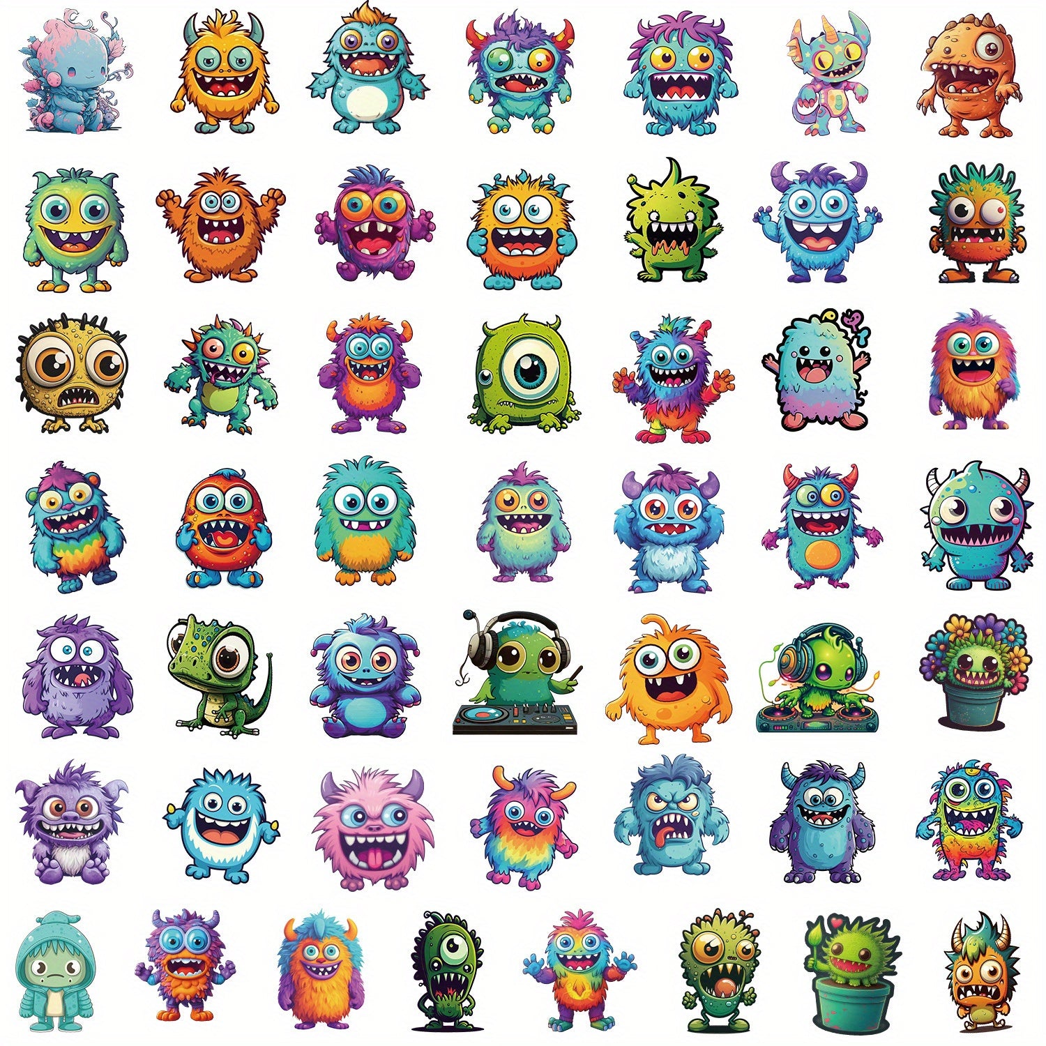 50pcs Little Monster Waterproof Vinyl Stickers for Water Bottle Laptop Phone
