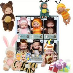 6 Mini Children's Dolls with Washable Animal Costumes