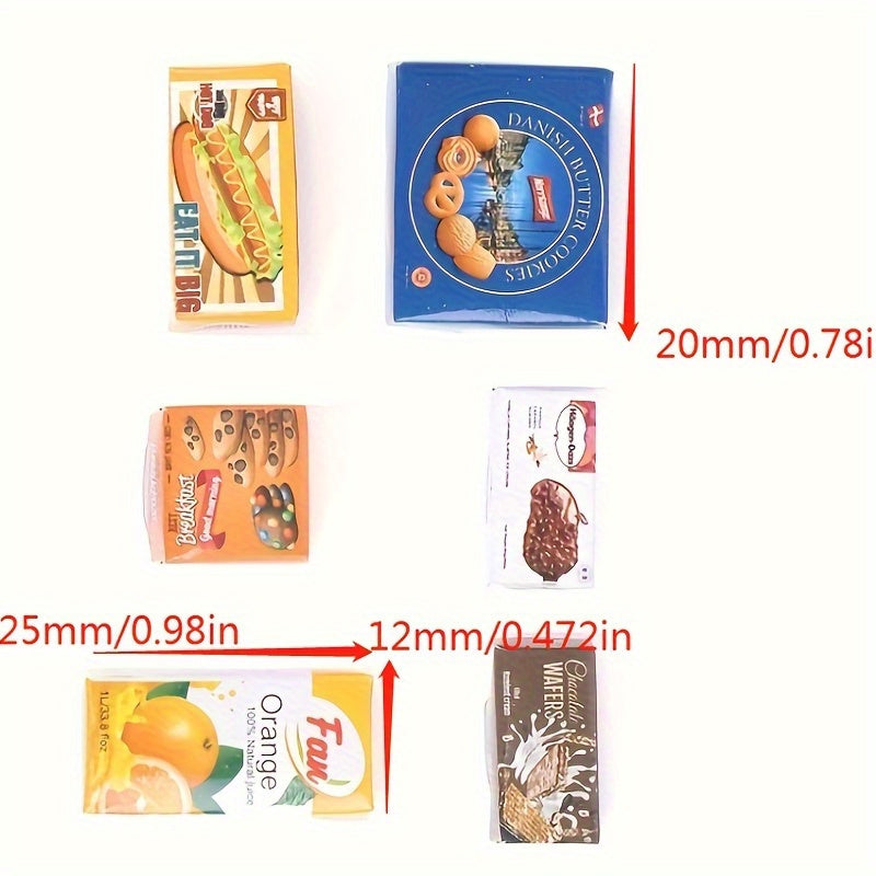 6pcs Mini Snack Packaging Boxes Statue Figurines