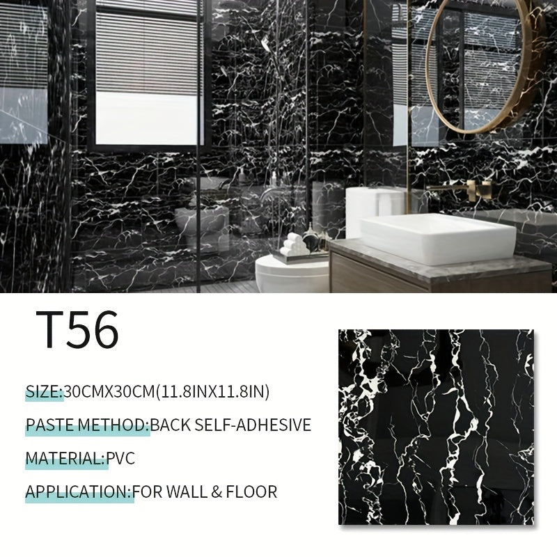10pcs Marble Floor Stickers Waterproof Bathroom Decals 30