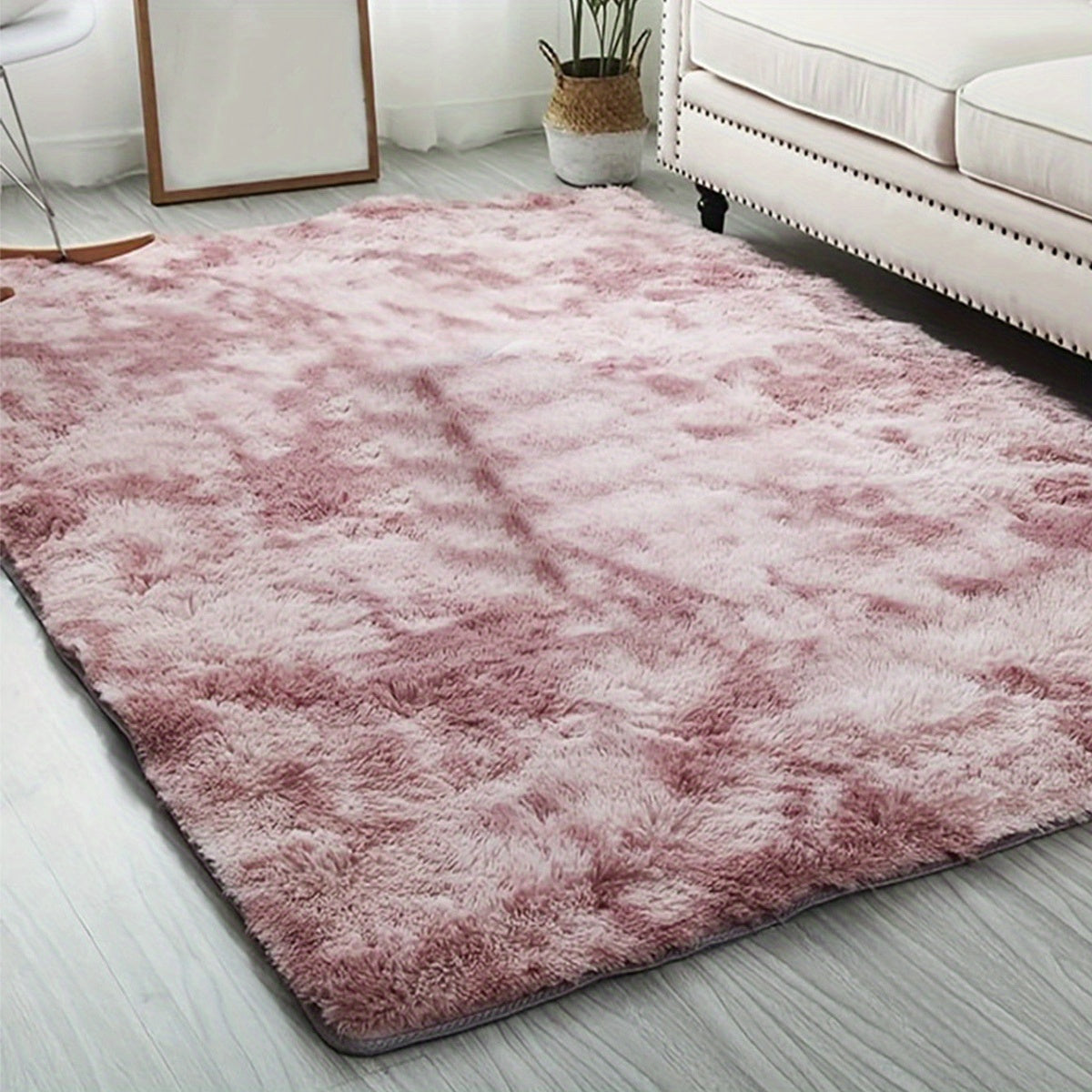 Soft Tie Dyed Fuzzy Area Rug, Plush Shag Rug for Bedroom