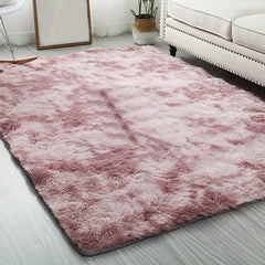 Soft Tie Dyed Fuzzy Area Rug, Plush Shag Rug for Bedroom