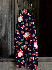 Christmas Graphic Print Tie Shoulder Jumpsuit