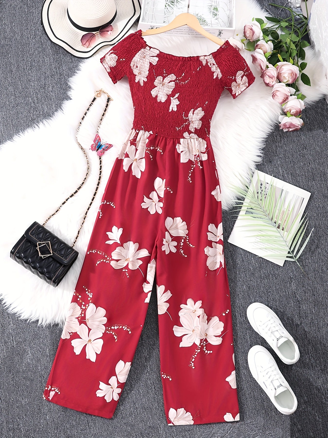 Boho Floral Wide Leg Jumpsuit for Women