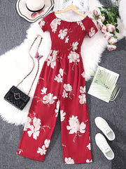 Boho Floral Wide Leg Jumpsuit for Women