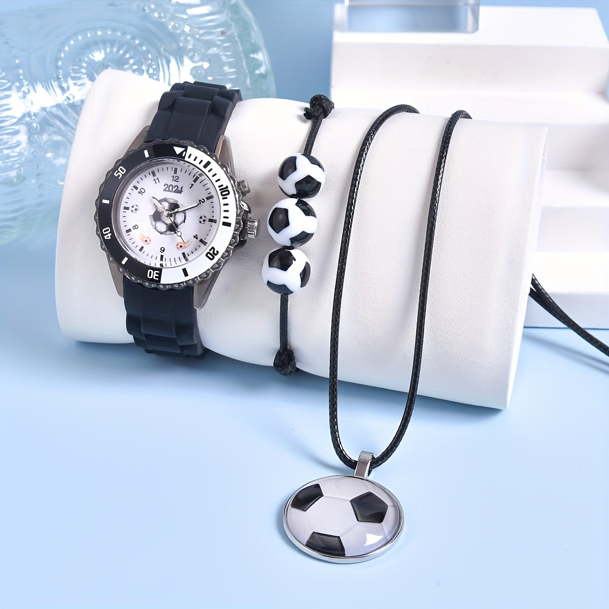 3pcs LED Sports Watch Set for Boys Soccerthemed