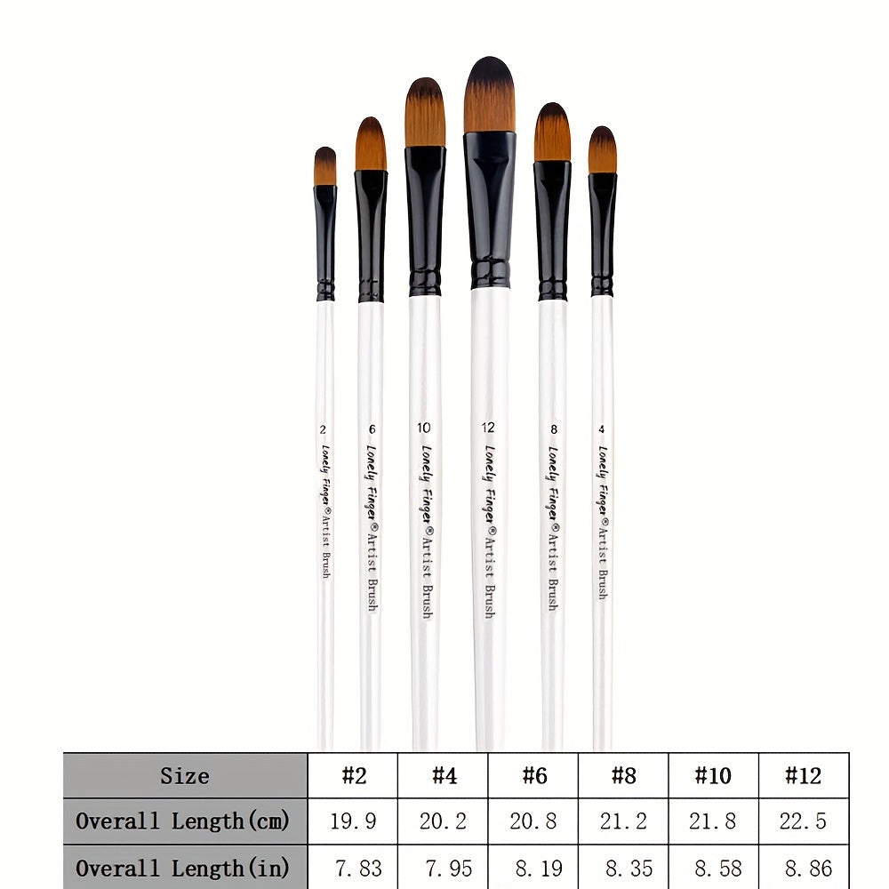 6pcs Artist Brush Set Nylon Hair Acrylic Gouache Watercolor Painting