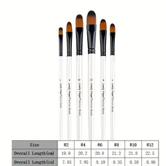 6pcs Artist Brush Set Nylon Hair Acrylic Gouache Watercolor Painting