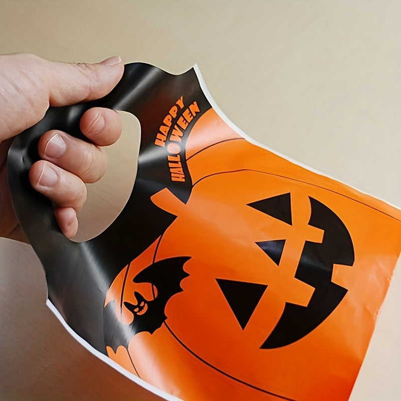 50pcs Halloween Party Gift Bag Plastic Goodie Candy Bag Pumpkin Candy Bag