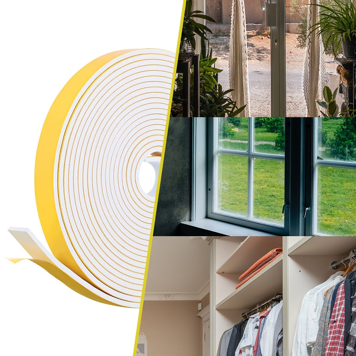 6m Foam Tape Weather Strip for Door Window 6mm Wide 3mm Thick