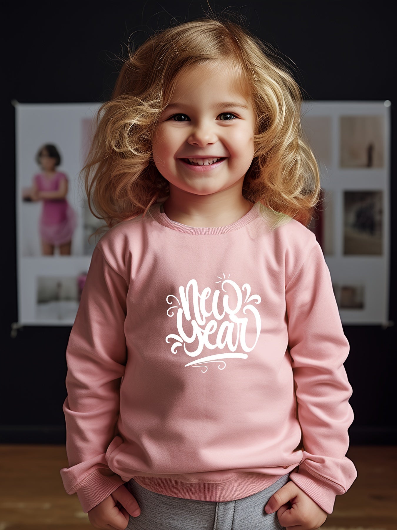 Girls Letters Pattern Crew Neck Sweatshirt For Spring Fall Christmas Gift