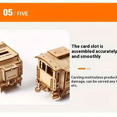3D Wooden Train Model Kit 282pcs Detailed Locomotive with Wheels & Headlights