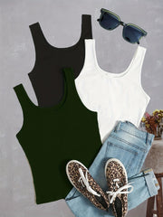 3-Pack Women's Summer Tank Tops Crew Neck Sleeveless Casual Mixed Colors