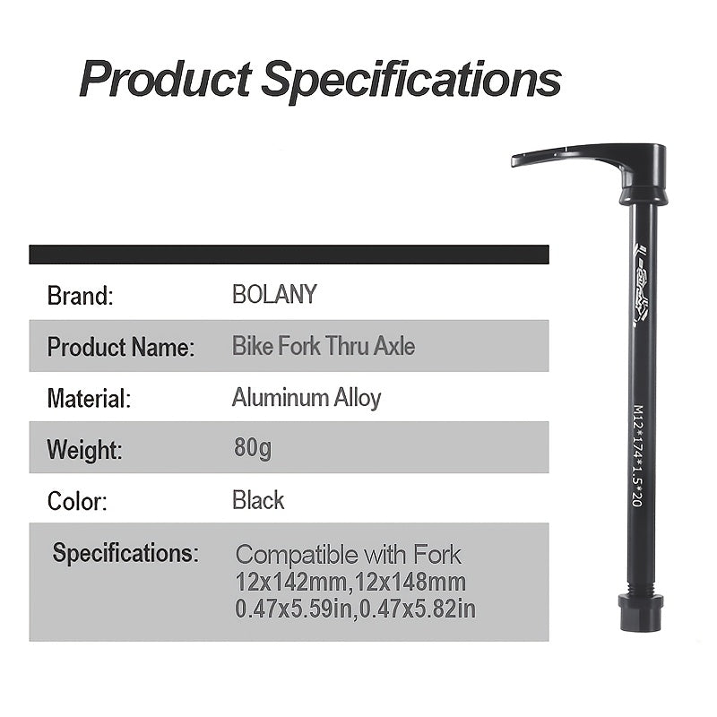 Bolany Rear 142 148 15 Thru Axle Boost Solid Quick Release Lever
