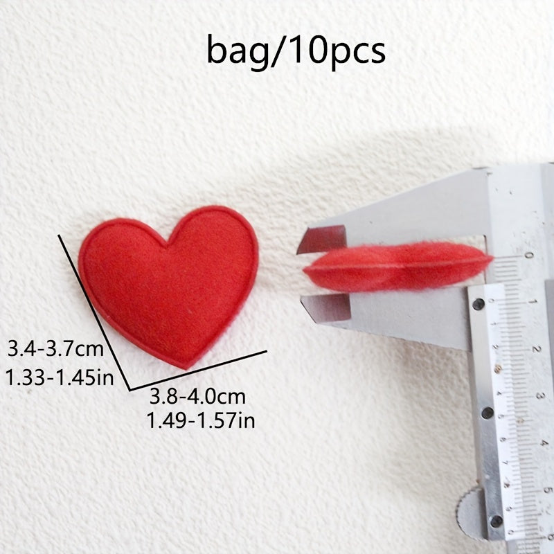 10pcs Red Felt Hearts Craft Accessories DIY Jewelry Wedding Valentine's Party