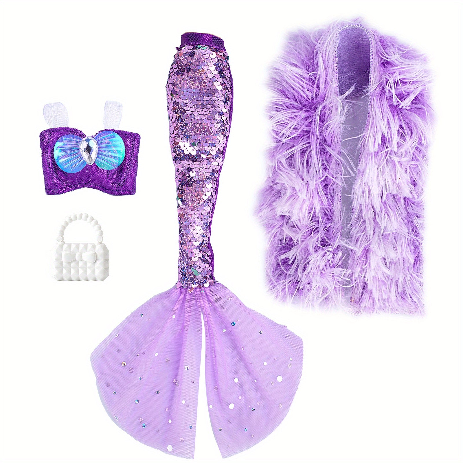Princess Party Dress for Dolls 30 Sequins Mini Gown Kids Playhouse