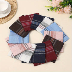 3pcs Men's Light Plaid Stripe Handkerchief Pocket Square Classic Scarf