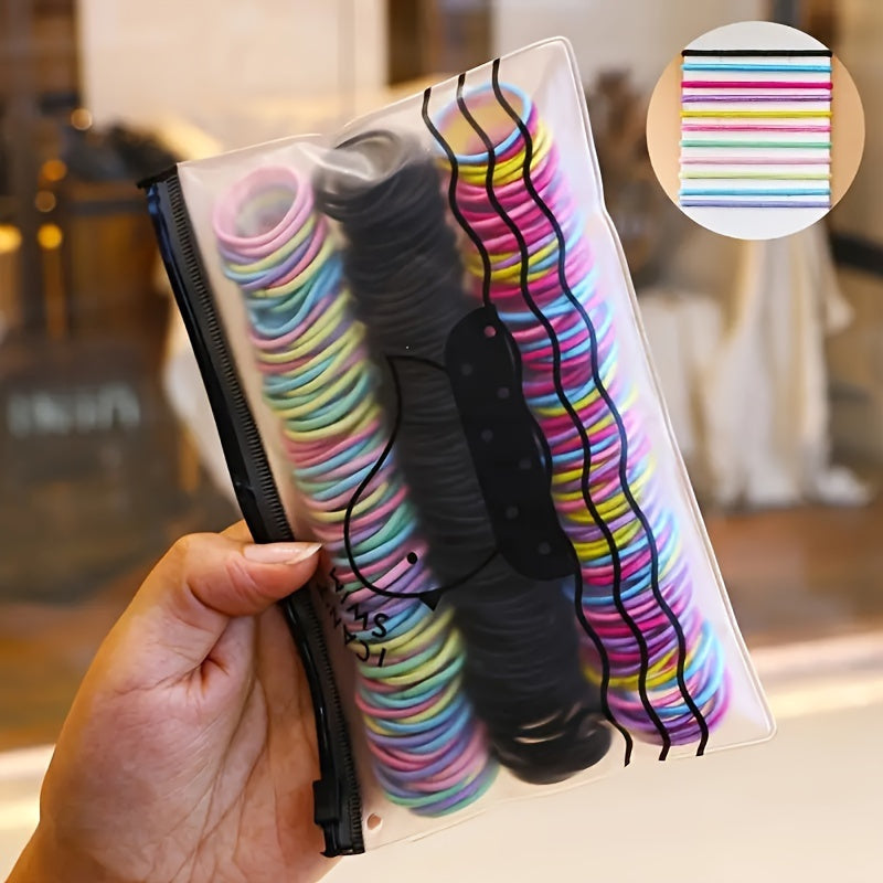 300pc Mini Elastic Hair Bands Assorted Colors Ponytail Holders