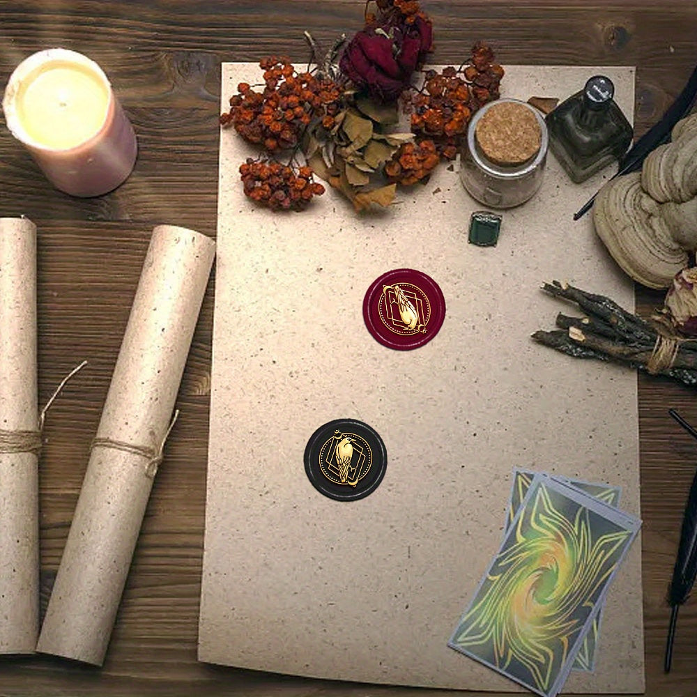 Animal Themed Crow Wax Seal Stamp Set 30mm Crystal Grid Moon Stamp