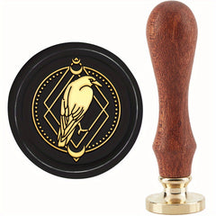 Animal Themed Crow Wax Seal Stamp Set 30mm Crystal Grid Moon Stamp
